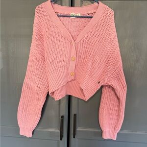 Roxy Pink Knit Button-Up Cardigan